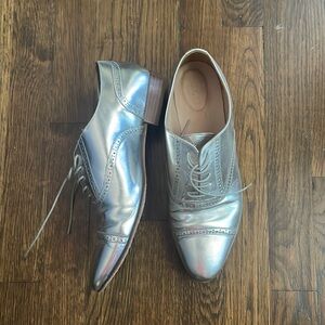 Metallic silver Oxford flats - JCrew